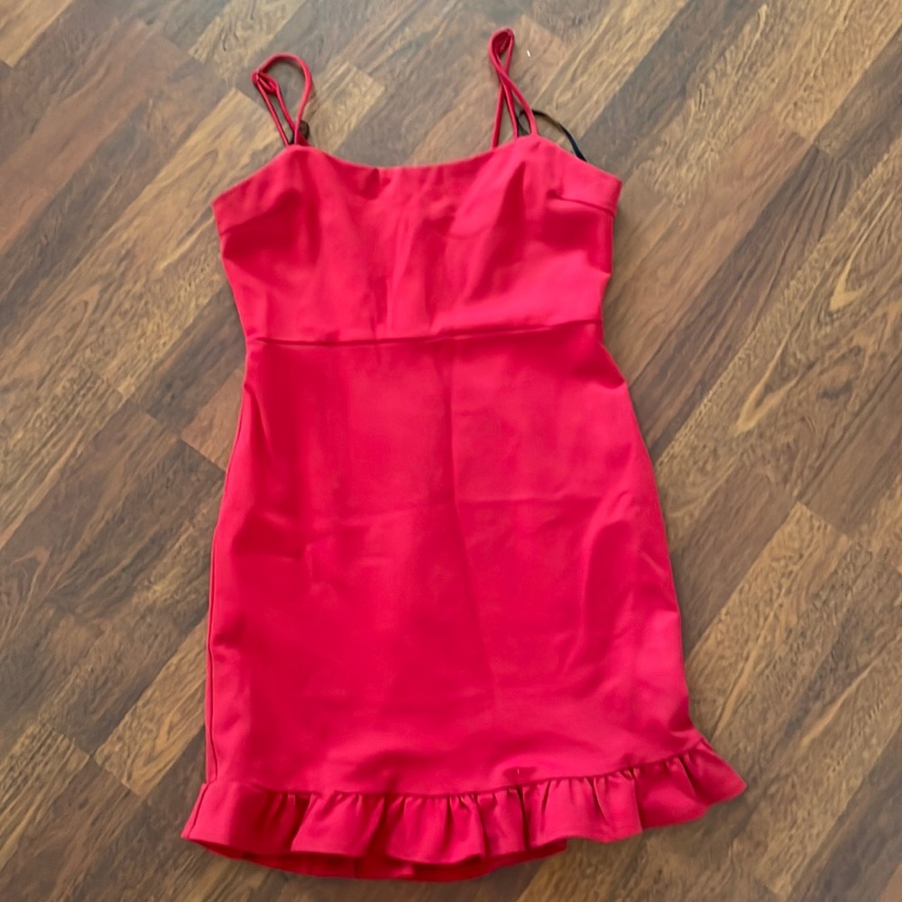 Lulus red ruffle dress